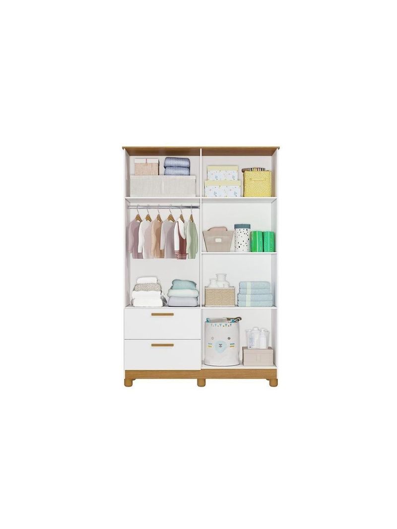 Guarda Roupa Bebê 4 Portas e 2 Gavetas Jujuba Branco - Permóbili Baby
