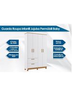 Guarda Roupa Bebê 4 Portas e 2 Gavetas Jujuba Branco - Permóbili Baby