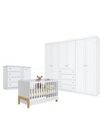 Quarto De Bebê Americano 6 Portas Com Berço Americano Mini Cama Fantasia Branco Acetinado Qmovi Henn