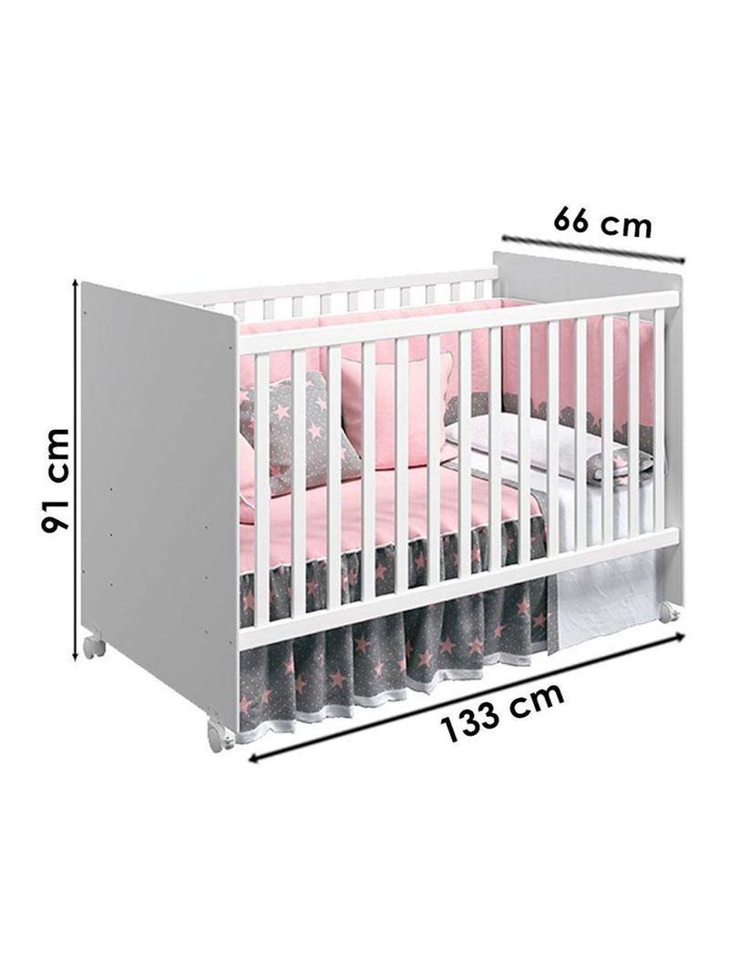 Quarto De Bebê Americano 4 Portas Com Berço Nacional Mel Branco Acetinado - Reller - Henn