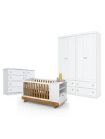 Quarto De Bebê Americano 4 Portas Com Berço Multifuncional Bkids Branco Freijó Eco Wood Matic - Henn