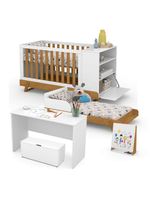 Quarto De Bebê Americano 4 Portas Com Berço Multifuncional Bkids Branco Freijó Eco Wood Matic - Henn