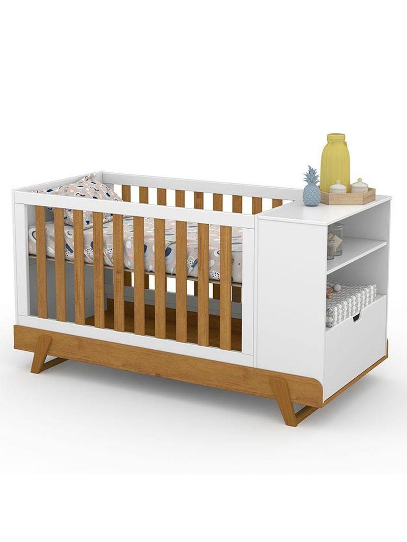 Quarto De Bebê Americano 4 Portas Com Berço Multifuncional Bkids Branco Freijó Eco Wood Matic - Henn