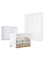 Quarto De Bebê Americano 4 Portas Com Berço Americano Katatau Branco Acetinado - Reller - Henn