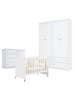 Quarto De Bebê Americano 4 Portas Com Berço Americano Evolution 4 Em 1 Branco Acetinado Reller Henn