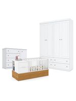 Quarto Bebê Americano 4 Portas Com Berço Americano Multifuncional Formare Branco Freijó Matic  Henn