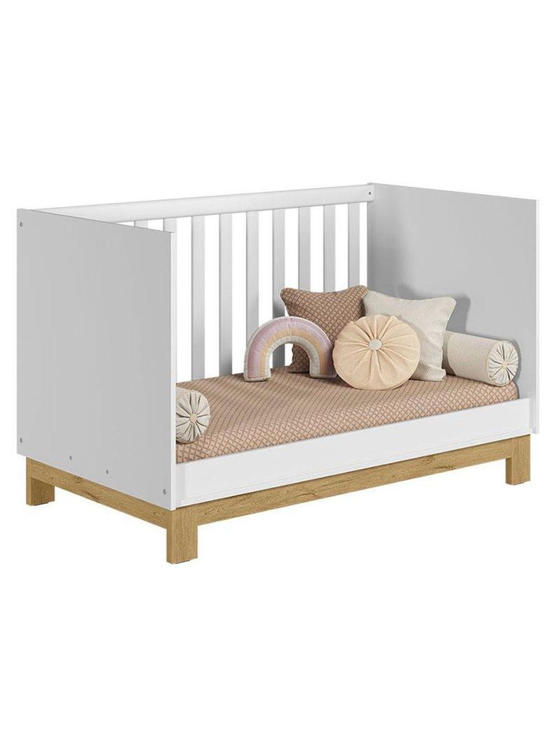 Quarto Bebê Americano 6 Portas Berço Americano Mini Cama Q Encanto Slim Branco Acetinado Qmovi  Henn