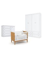 Quarto Bebê Americano 4 Portas Com Berço Americano Unique Freijó Branco Soft  Eco Wood Matic  Henn