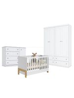 Quarto Bebê Americano 4 Portas Com Berço Americano Mini Cama Fantasia Branco Acetinado Qmovi  Henn