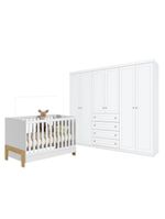 Berço Americano Mini Cama Fantasia Branco Qmovi E Guarda Roupa Casal Americano 6 Portas Branco Henn