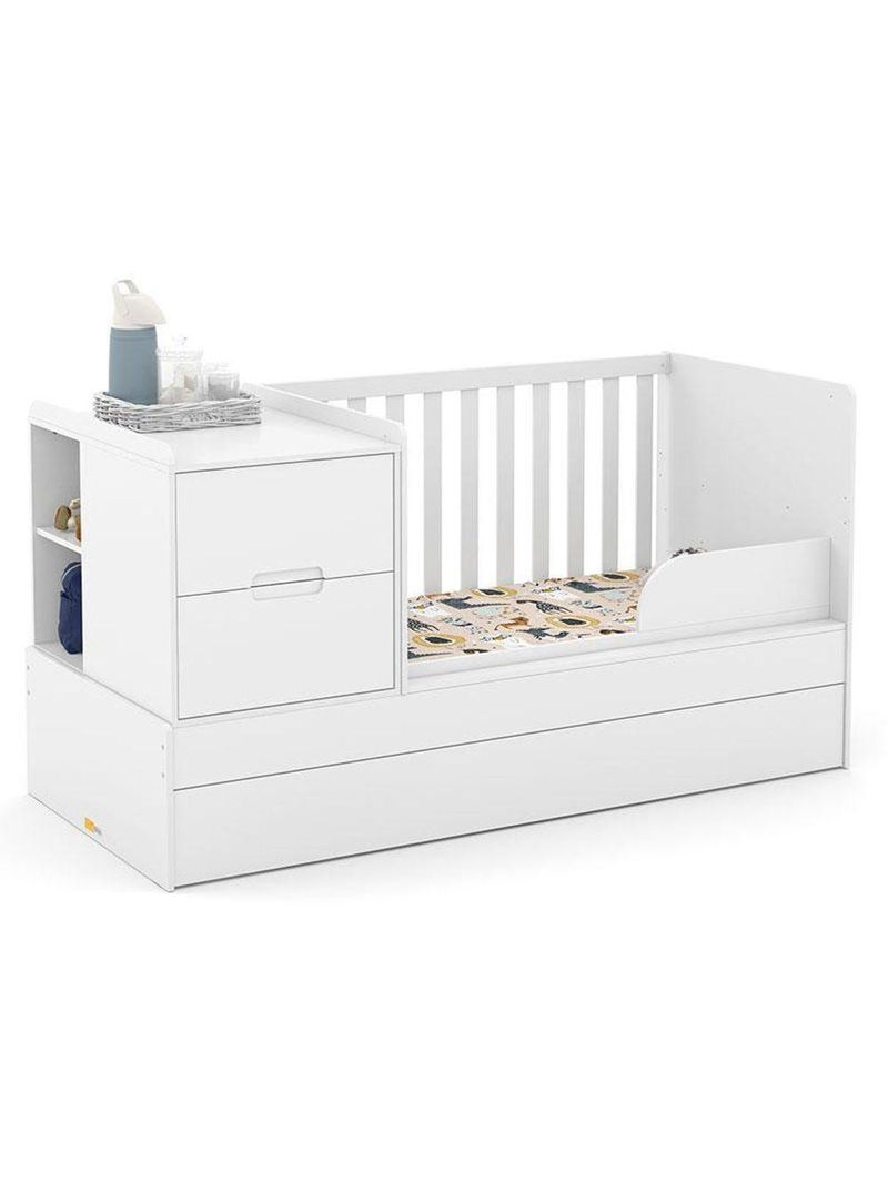 Quarto Bebê Americano 4 Portas Berço Americano Multifuncional Formare Branco Acetinado Matic  Henn