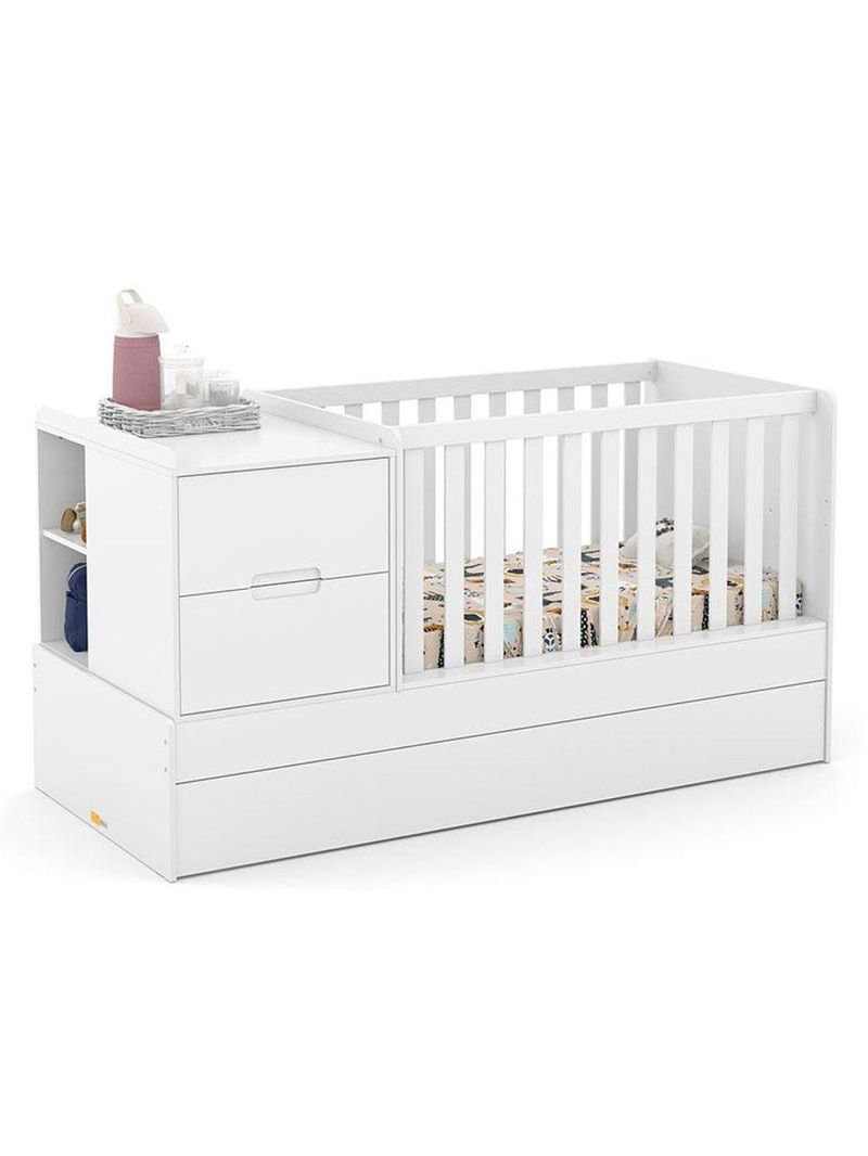 Quarto Bebê Americano 4 Portas Berço Americano Multifuncional Formare Branco Acetinado Matic  Henn
