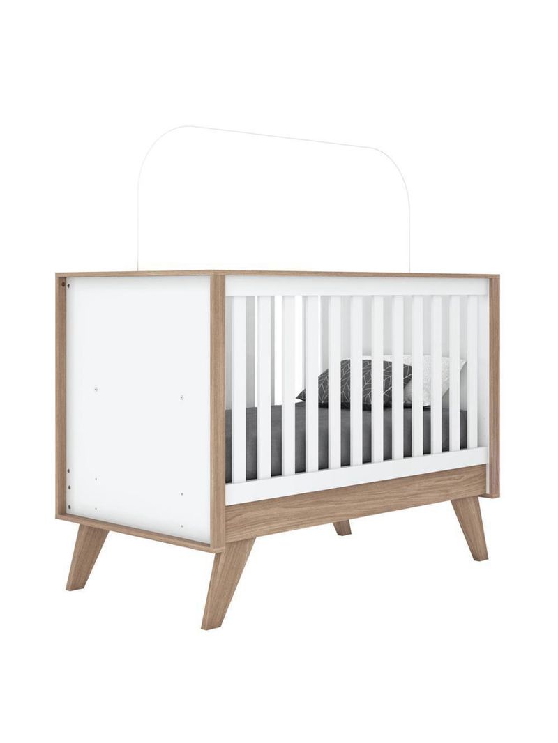 Berço Mini Cama Confete Branco/jequitibá - Móveis Henn Branco/jequitibá