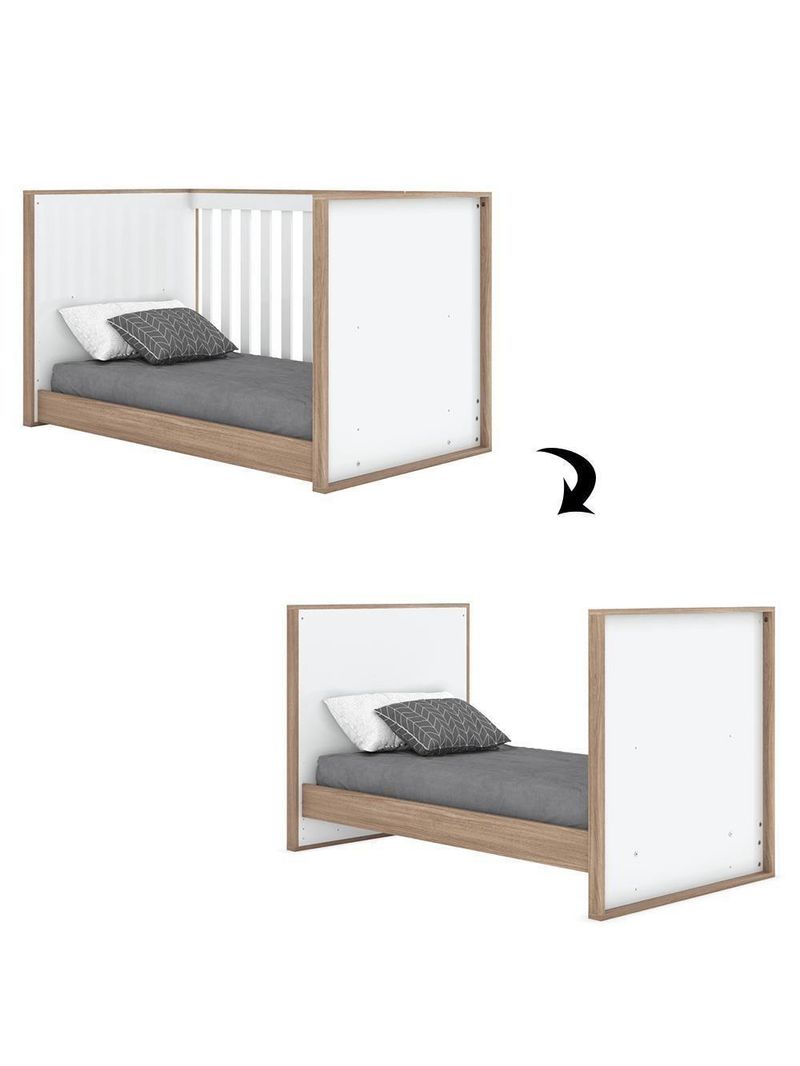 Berço Mini Cama Confete Branco/jequitibá - Móveis Henn Branco/jequitibá