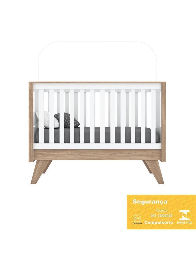 Berço Mini Cama Confete Branco/jequitibá - Móveis Henn Branco/jequitibá