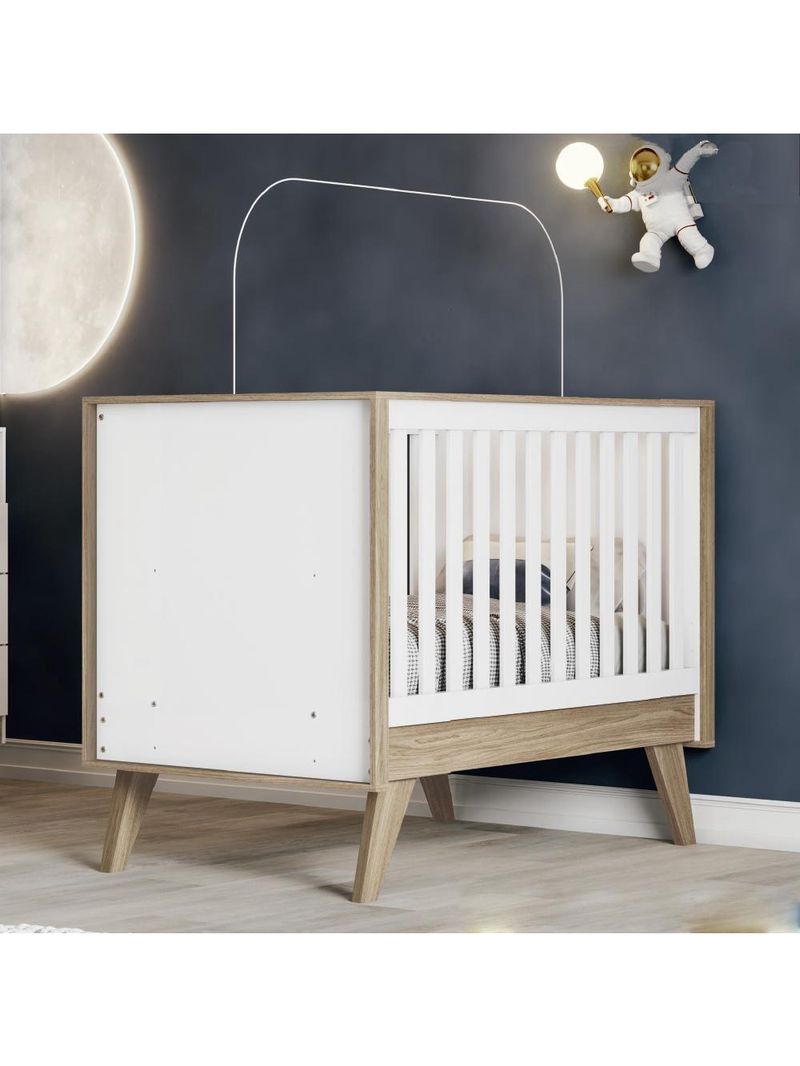 Berço Mini Cama Confete Branco/jequitibá - Móveis Henn Branco/jequitibá