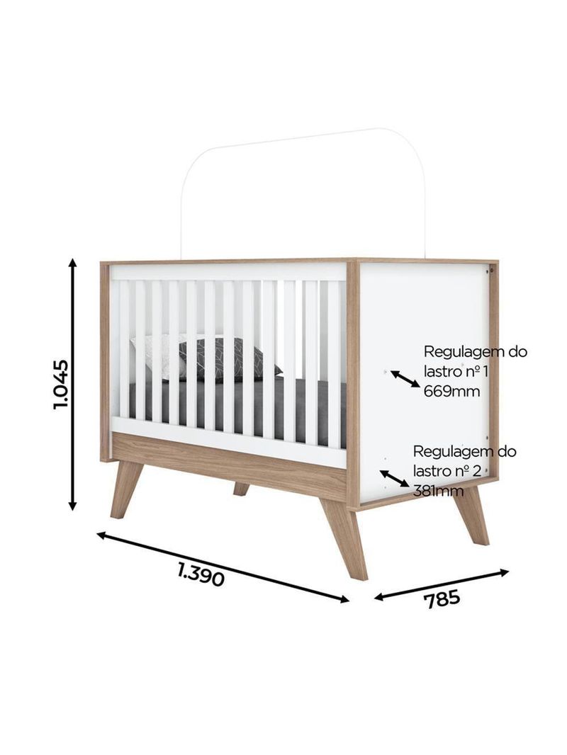Berço Mini Cama Confete Branco/jequitibá - Móveis Henn Branco/jequitibá
