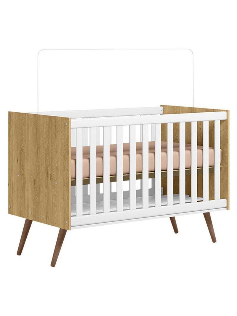 Quarto Bebê Americano 4 Portas Berço Americano Q Encanto 3820 Retrô Freijó Toq Branco   Qmovi Henn