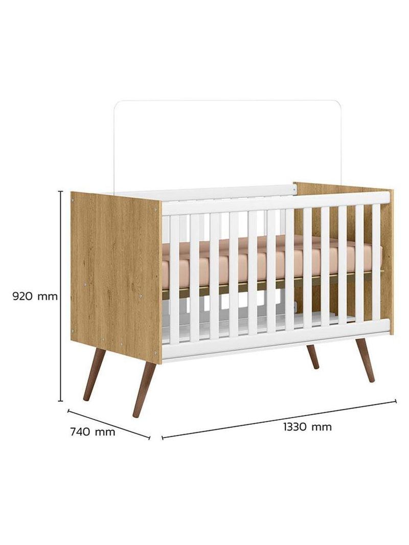 Quarto Bebê Americano 4 Portas Berço Americano Q Encanto 3820 Retrô Freijó Toq Branco   Qmovi Henn