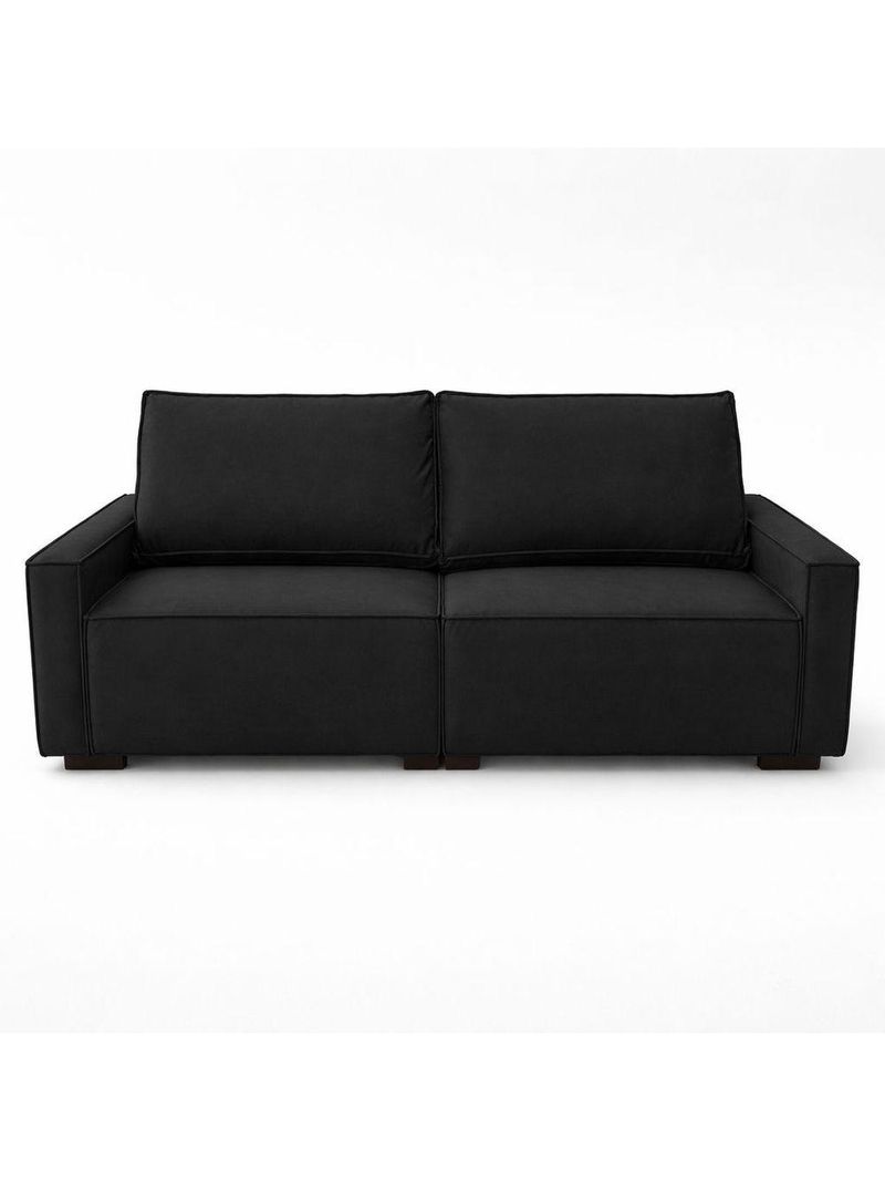 Sofá 2 Metros Contemporâneo Sala Estar Luxo Moderno Suede Cor:preto