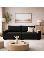 Sofá 2 Metros Contemporâneo Sala Estar Luxo Moderno Suede Cor:preto