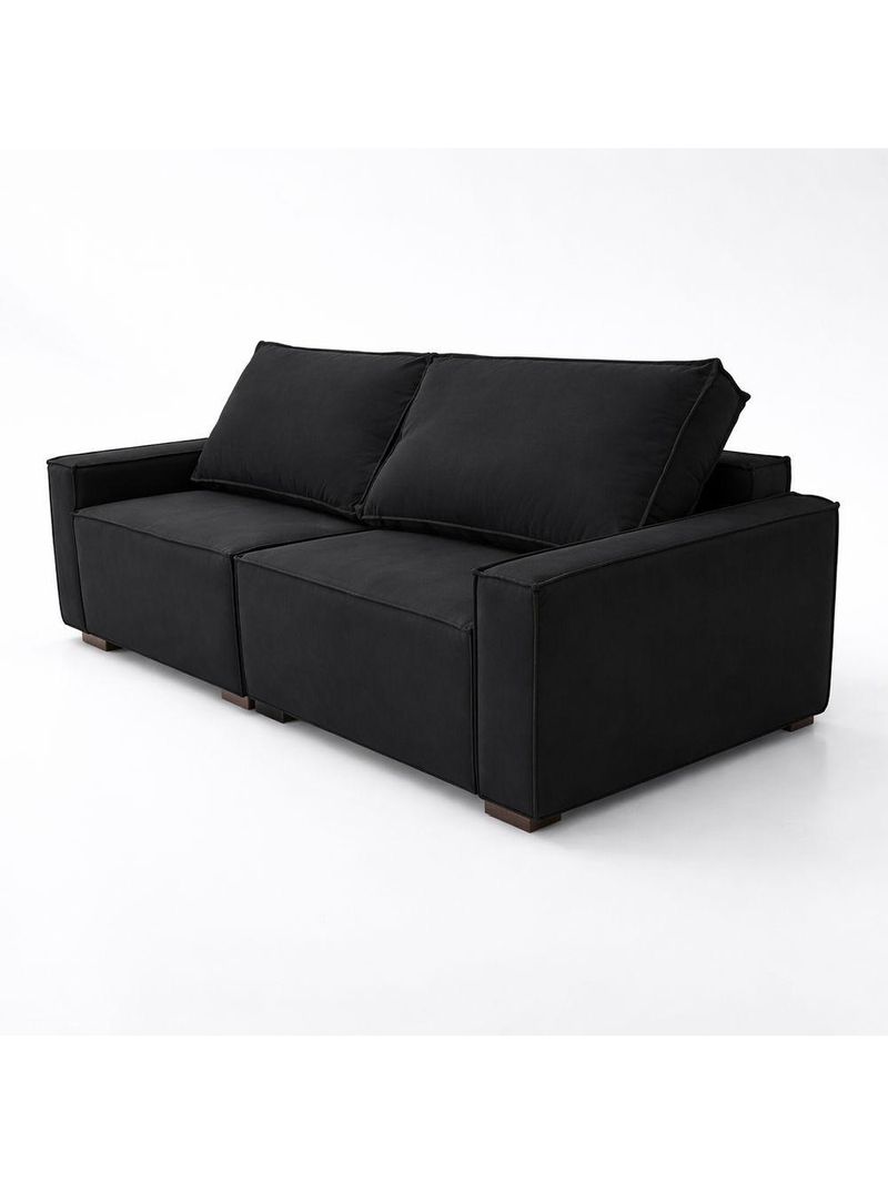 Sofá 2 Metros Contemporâneo Sala Estar Luxo Moderno Suede Cor:preto