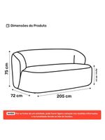 Sofá Orgânico Living Leez 205cm 03 Lugares Bouclê Off White - Desk Design Cor Off White