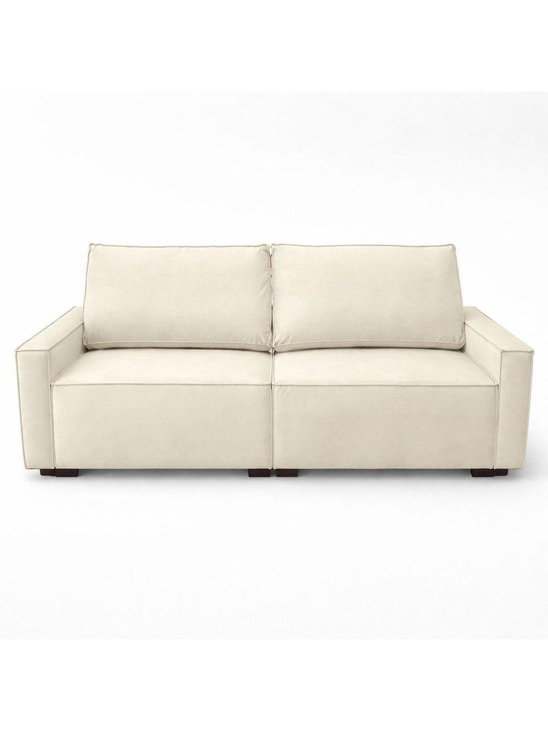 Sofá 2 Metros Contemporâneo Sala Estar Luxo Moderno Suede Cor:bege