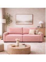 Sofá 2 Metros Contemporâneo Sala Estar Luxo Moderno Suede Cor:rosa