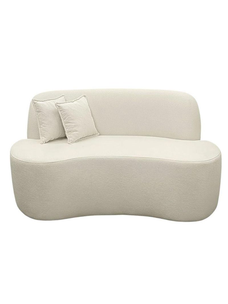 Sofá Minimalista Orgânico 2 Lugares Sala Bouclé Cor:off White