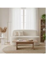 Sofá Minimalista Orgânico 2 Lugares Sala Bouclé Cor:off White