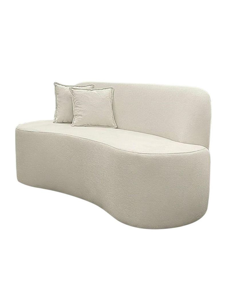 Sofá Minimalista Orgânico 2 Lugares Sala Bouclé Cor:off White