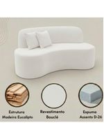 Sofá Minimalista Orgânico 2 Lugares Sala Bouclé Cor:off White