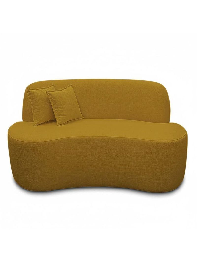 Sofá Minimalista Orgânico 2 Lugares Sala Bouclé Cor:mostarda