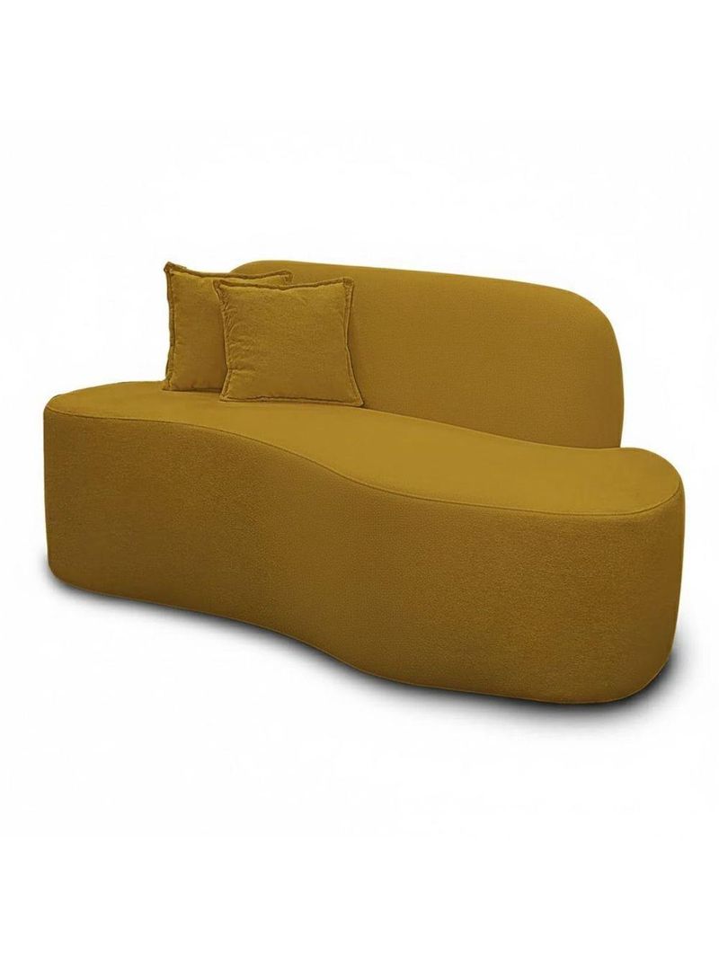 Sofá Minimalista Orgânico 2 Lugares Sala Bouclé Cor:mostarda