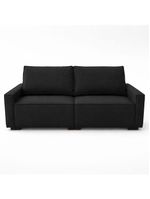 Sofá 3 Lugares Moderno Contemporâneo Sala Recepção Suede Cor:preto