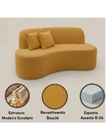 Sofá Minimalista Orgânico 2 Lugares Sala Bouclé Cor:mostarda