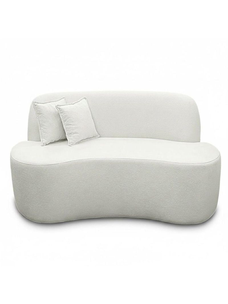 Sofá Minimalista Orgânico 2 Lugares Sala Bouclé Cor:branco