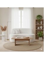 Sofá Minimalista Orgânico 2 Lugares Sala Bouclé Cor:branco