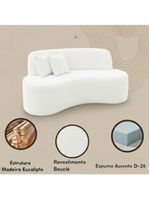Sofá Minimalista Orgânico 2 Lugares Sala Bouclé Cor:branco