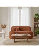 Sofá Minimalista Orgânico 2 Lugares Sala Bouclé Cor:terracota