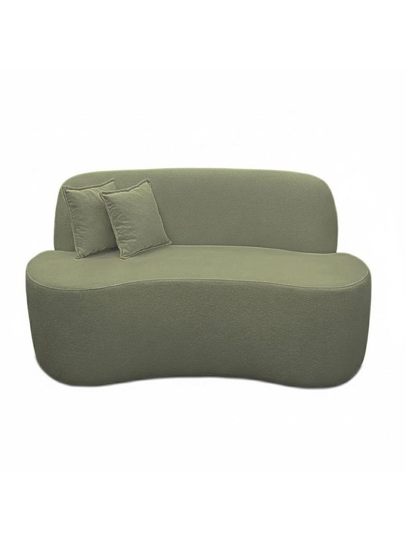 Sofá Minimalista Orgânico 2 Lugares Sala Bouclé Cor:verde