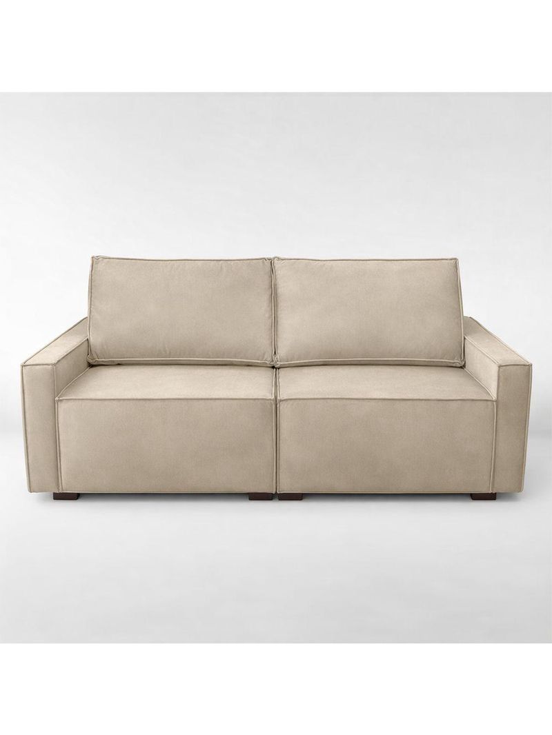 Sofá 3 Lugares Moderno Contemporâneo Sala Recepção Suede Cor:capuccino