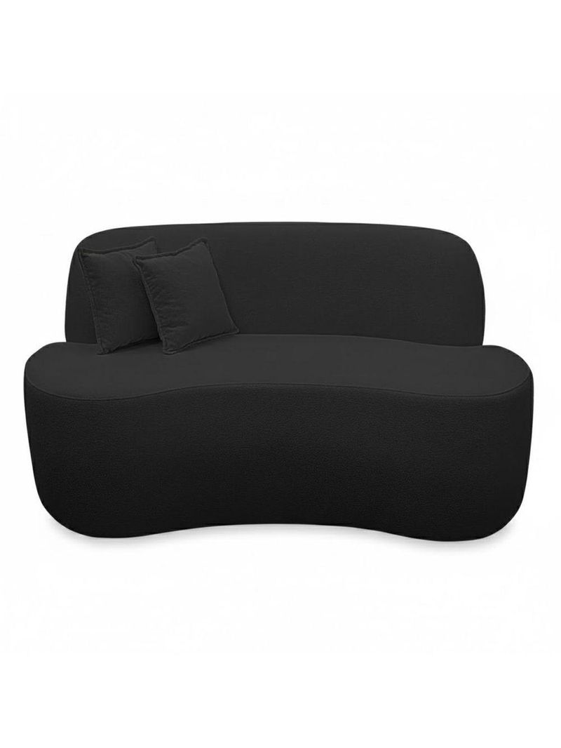 Sofá Minimalista Orgânico 2 Lugares Sala Bouclé Cor:preto