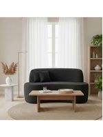 Sofá Minimalista Orgânico 2 Lugares Sala Bouclé Cor:preto