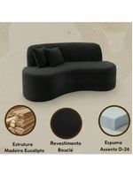 Sofá Minimalista Orgânico 2 Lugares Sala Bouclé Cor:preto