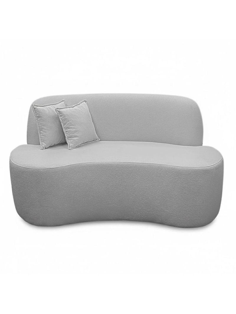 Sofá Minimalista Orgânico 2 Lugares Sala Bouclé Cor:cinza