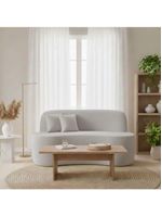 Sofá Minimalista Orgânico 2 Lugares Sala Bouclé Cor:cinza