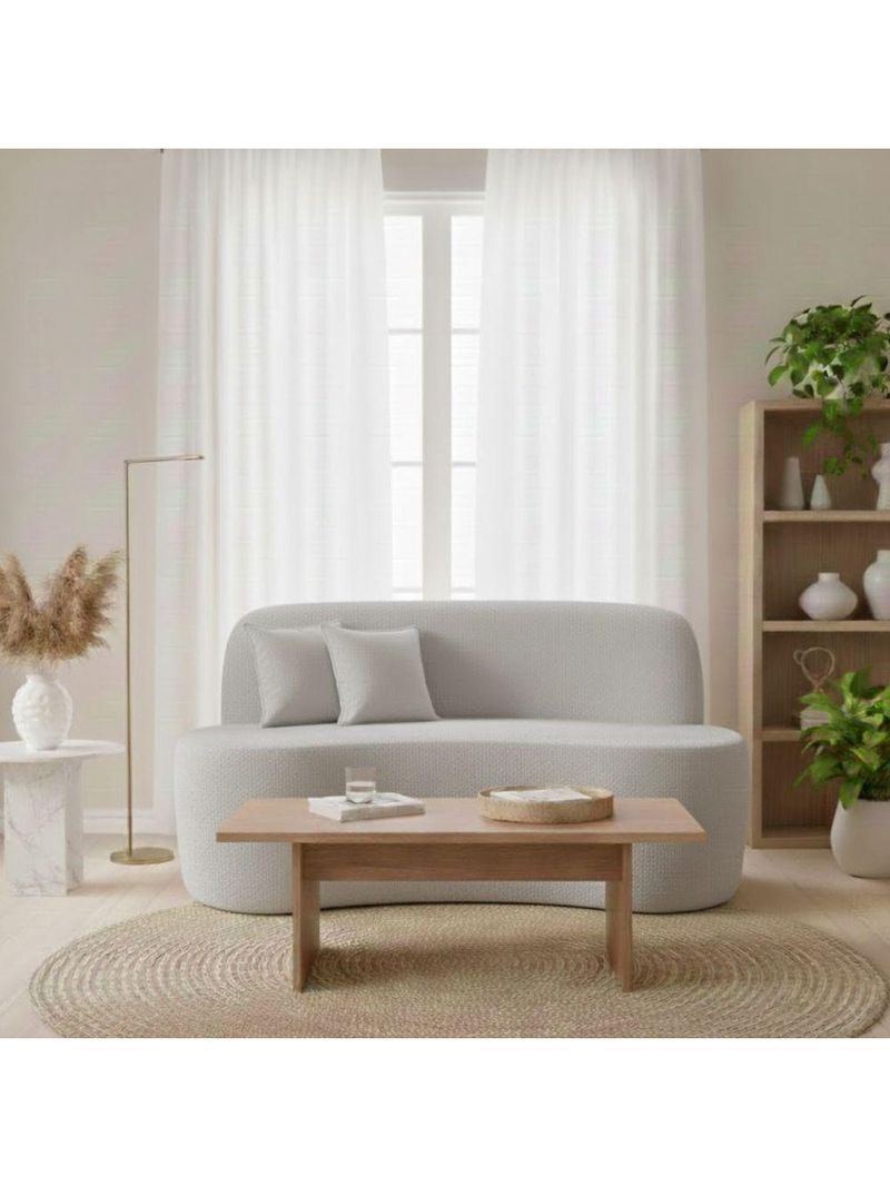 Sofá Minimalista Orgânico 2 Lugares Sala Bouclé Cor:cinza