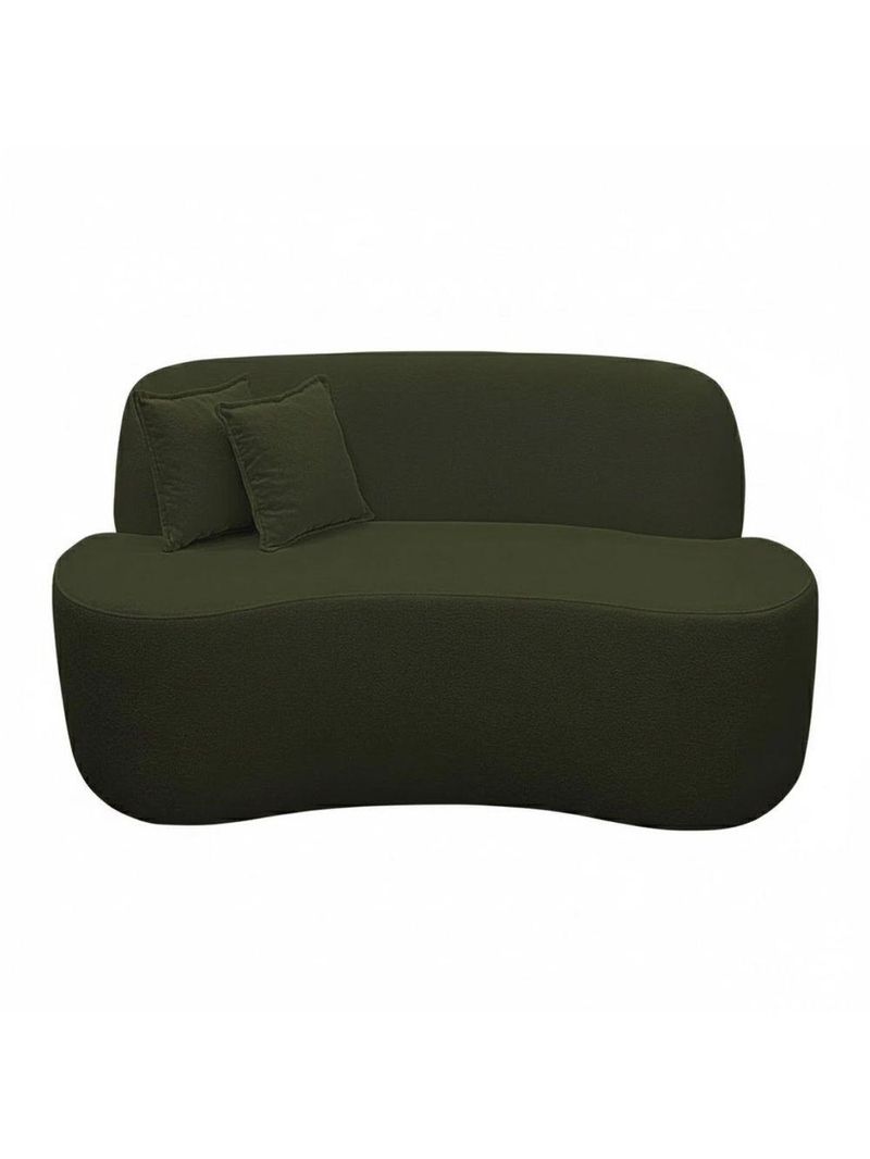 Sofá Minimalista Orgânico 2 Lugares Sala Bouclé Cor:verde Musgo
